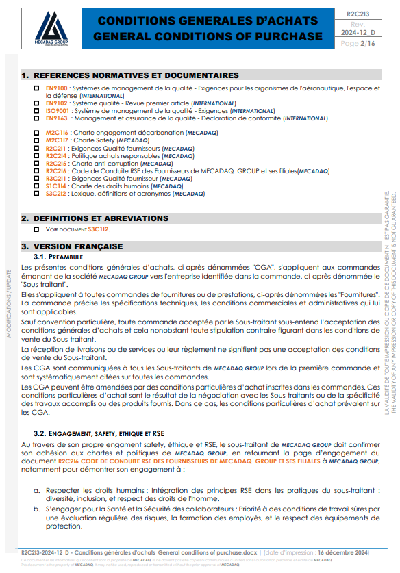 Conditions Générales d'achat _ General conditions of purchase